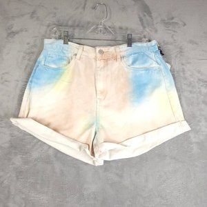 BLANKNYC Womens The Reeve Denim Shorts Multicolor Tie Dye 5 Pocket Cuffed 31 New